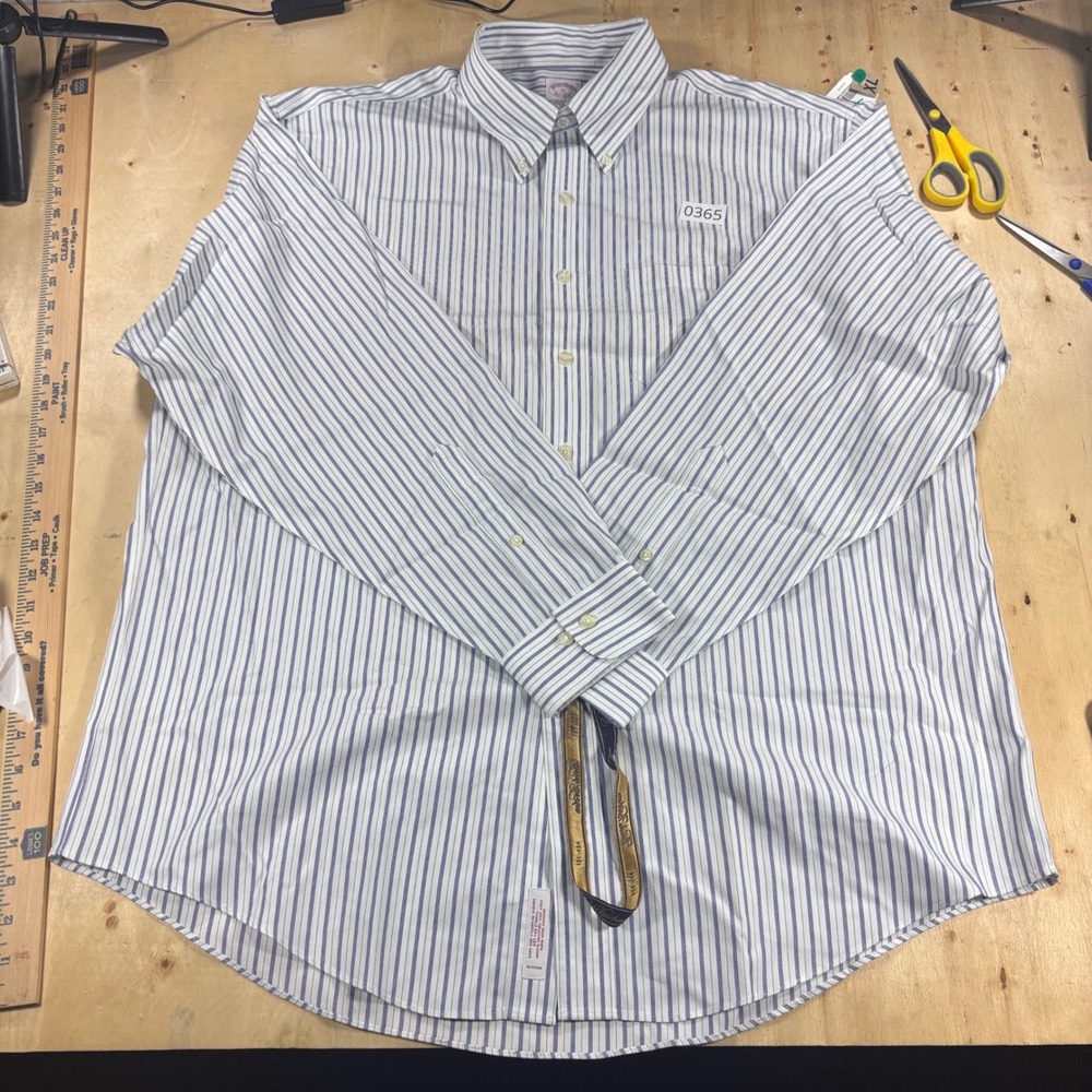 Brooks Brothers Mens XL Traditional Fit Non-Iron Striped Dress Shirt Blue NWT